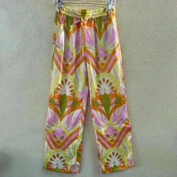 Zara Loose Fitting Satin High Waisted Print Pant Size XS EUC! - Picture 7 of 12